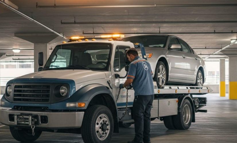 روشن نشدن خودرو در پارکینگ؛ خدمات امدادگر در محل